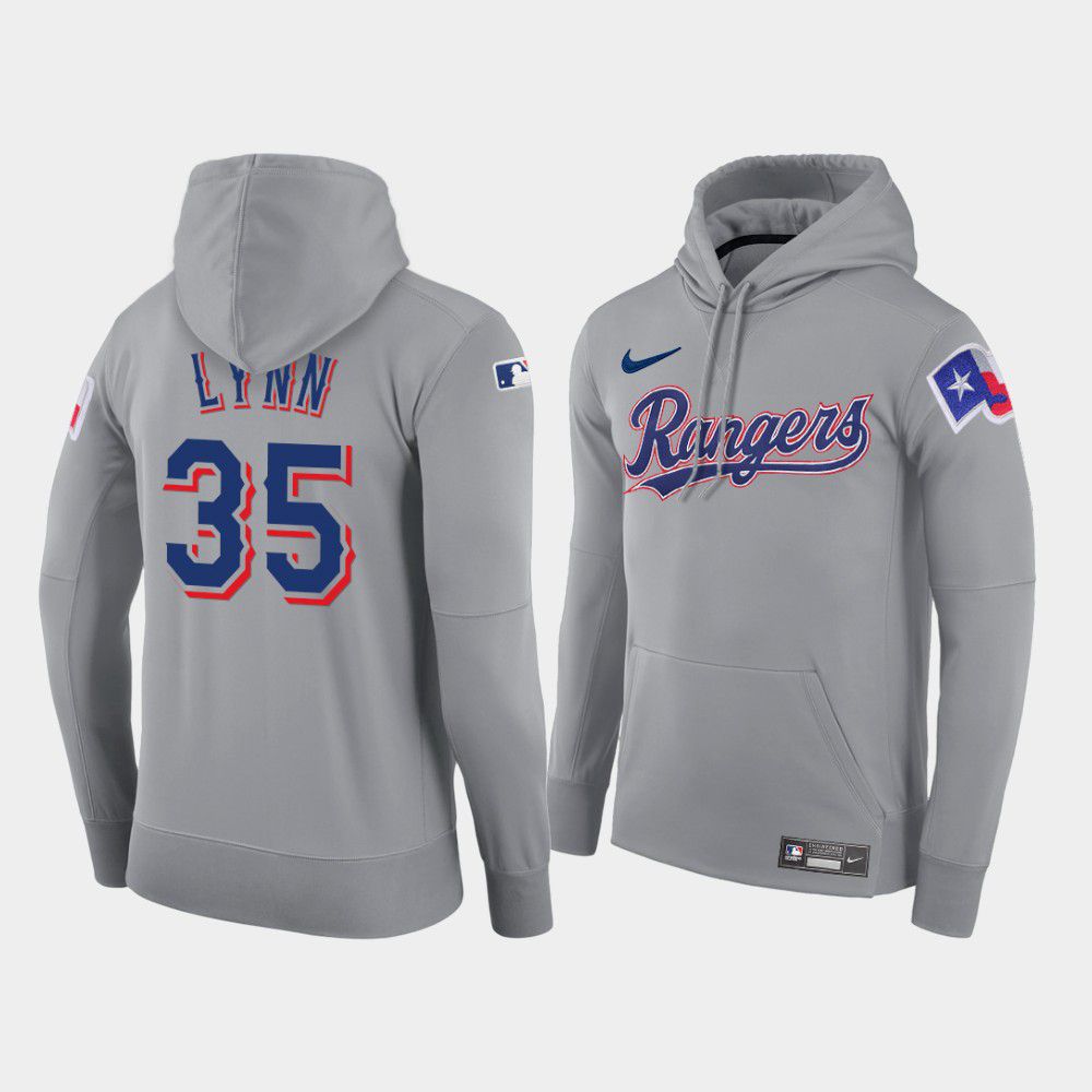 Men Texas Rangers #35 Lynn gray road hoodie 2021 MLB Nike Jerseys